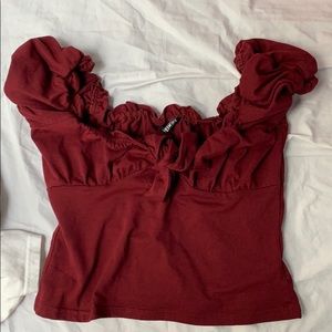 burgundy top